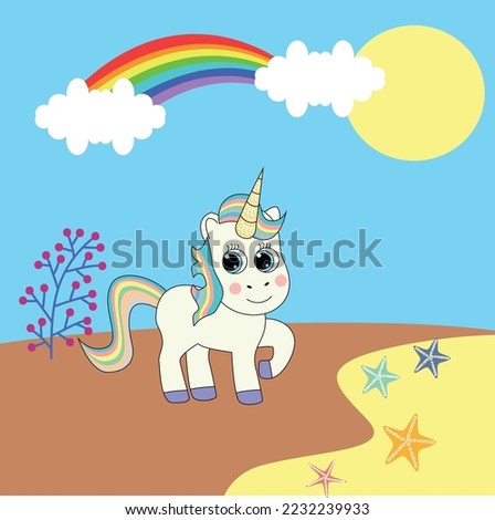 Unicorn on the Beach Illustration
