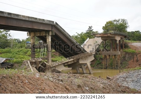 Manaus, Brazil 26.11. 2022. The bridge over the Autaz Mirim river in Amazonas state collapsed due to flooding on September 29, 2022. There were 4 fatalities, some injured and missing. Royalty-Free Stock Photo #2232241265