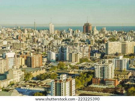Aerial View of the capital city of Uruguay, South America Royalty-Free Stock Photo #223225390
