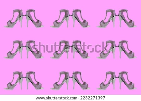 patern Christmas toy  shoes with heels isolated on background