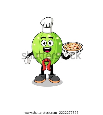Illustration of cactus as an italian chef , character design