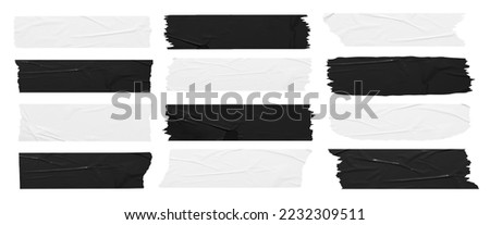 Set of tear black and white Stickers paper mock up blank banners tags labels template design, isolated on white background with clipping path Royalty-Free Stock Photo #2232309511