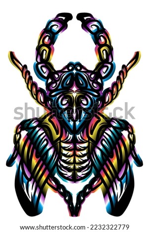 Colorful beauty oryctes rhinoceros beetle insect symmetrical design