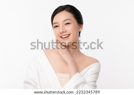 Beautiful young asian woman with clean fresh skin on white background, Face care, Facial treatment, Cosmetology, beauty and spa, Asian women portrait. Royalty-Free Stock Photo #2232345789