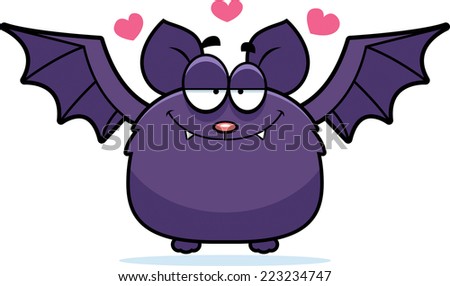 A cartoon illustration of a bat in love.