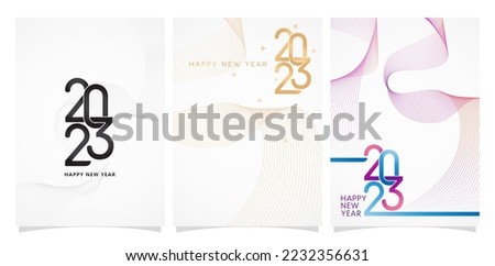 vector illustration of 2023 lettering number a creative concepts with three designs for covering calendar, social media header, greeting cards, screen printing, catalogue booklet, magazine book pages Royalty-Free Stock Photo #2232356631