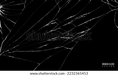 broken glass with realistic cracks black color. cracked screen texture for your design goals. editable vector illustration Royalty-Free Stock Photo #2232365453