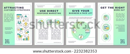 Acquire potential consumers strategy brochure template. Leaflet design with linear icons. Editable 4 vector layouts for presentation, annual reports. Arial, Myriad Pro-Regular fonts used