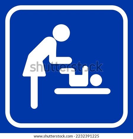 Mother swaddles the baby icon on blue background. Mother's room sign. Vector illustration Royalty-Free Stock Photo #2232391225