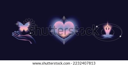 Vector abstract illustrations in modern gradient style hapes and forms, graphic design templates for social media posts and stories with copy space for text Royalty-Free Stock Photo #2232407813