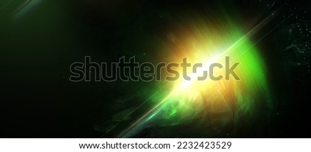 Green Nebula Space background. Green realistic cosmos backdrop. Starry nebula with stardust and milky way. Color galaxy and shining stars. Bright space objects. Vector illustration.