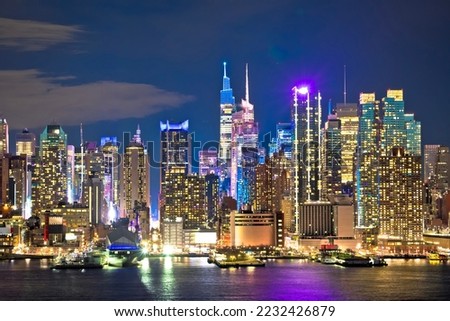 Epic skyline of New York City uptown west waterfront evening view, United States of America Royalty-Free Stock Photo #2232426879