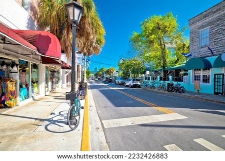 Key West famous Duval street view, south Florida Keys, United states of America Royalty-Free Stock Photo #2232426883