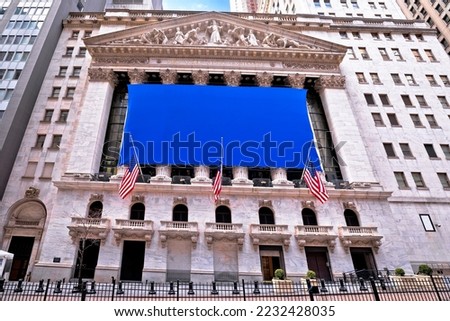 New York, USA, March 26 2022: New York Stock Exchange Wall Street building street view, United States of America