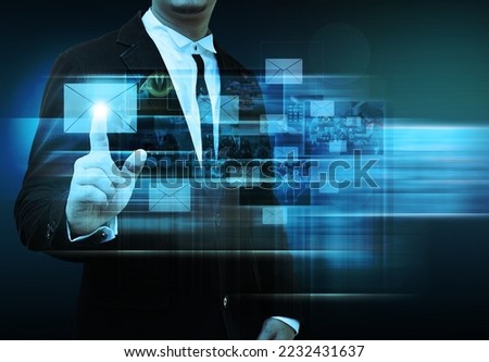 Businessman Hand pushing letter sign