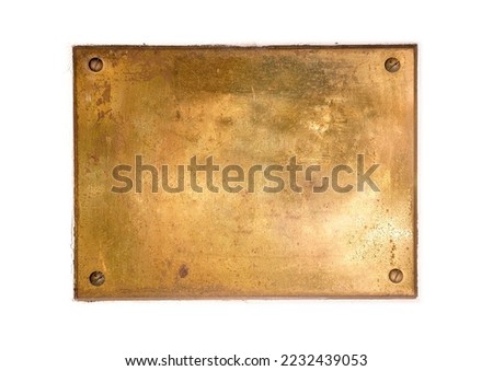 Bronze metal vintage retro signage isolated on white background 