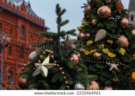 christmas trees with different decorations