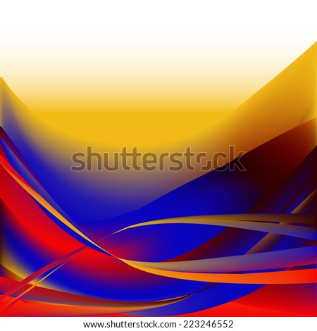 Colorful waves isolated abstract background blue yellow red and white
