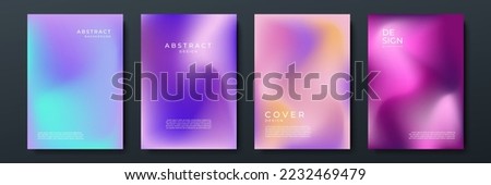 Blurred backgrounds set with modern abstract blurred color gradient patterns on white. Smooth templates collection for brochures, posters, banners, flyers and cards. Vector illustration. Royalty-Free Stock Photo #2232469479