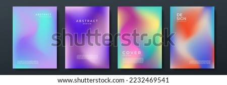 Blurred backgrounds set with modern abstract blurred color gradient patterns on white. Smooth templates collection for brochures, posters, banners, flyers and cards. Vector illustration. Royalty-Free Stock Photo #2232469541