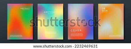 Blurred backgrounds set with modern abstract blurred color gradient patterns on white. Smooth templates collection for brochures, posters, banners, flyers and cards. Vector illustration. Royalty-Free Stock Photo #2232469631