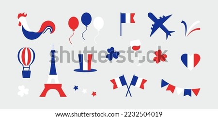 France symbol vector icon, french set, country flag. Blue, white and red colors. National illustration