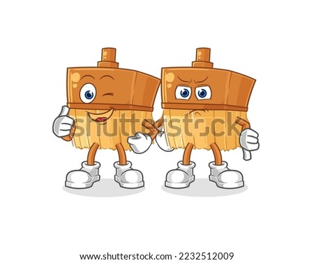 the paintbrush thumbs up and thumbs down. cartoon mascot vector