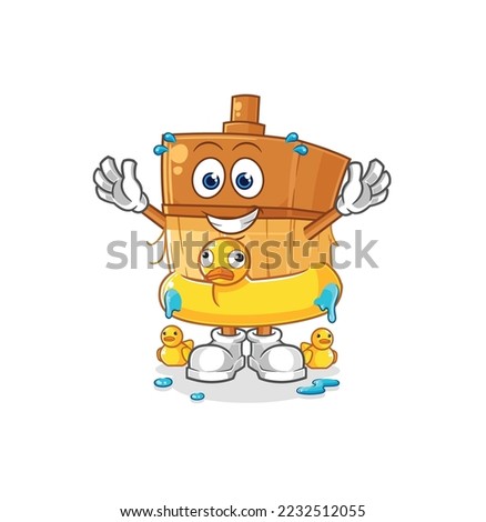 the paintbrush with duck buoy cartoon. cartoon mascot vector