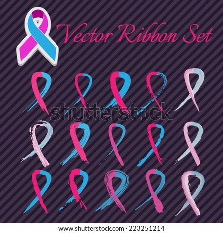 awareness pink and blue ribbons set