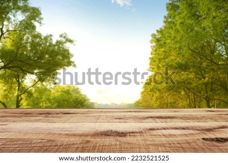 Table with a blurry background and scenery