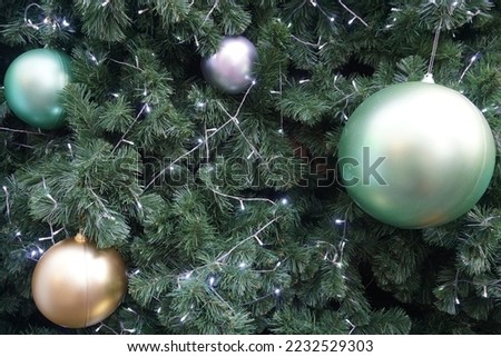 Colorful ornaments on Christmas tree