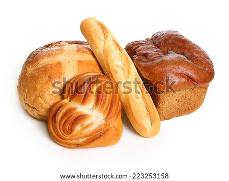 Fresh bread  isolated on white background.