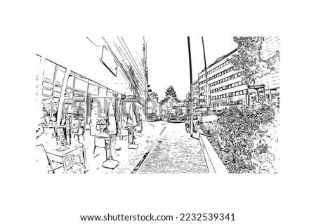Building view with landmark of Pforzheim is a town in southwestern Germany. Hand drawn sketch illustration in vector.