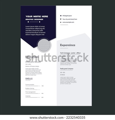 Designer creative resume design template Royalty-Free Stock Photo #2232540335