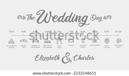 Wedding Day timeline - vector infographic template Royalty-Free Stock Photo #2232548651