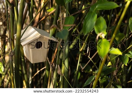 These pictures are birdhouses which are located in different places.
