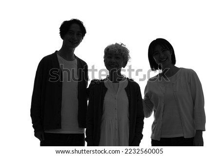 Senior woman and family silhouette.