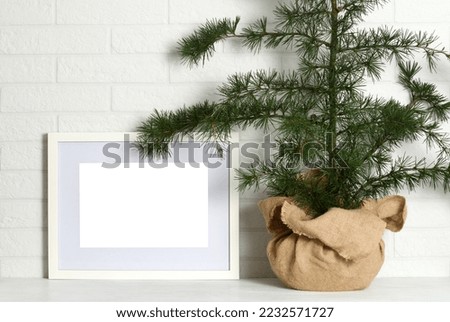 Picture frame with vintage pine Christmas tree