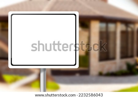 Blank white Sign on home background.
