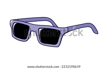 Purple sunglasses doodle vector illustration. Isolated on white background