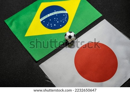 Brazil vs Japan, Football match with national flags