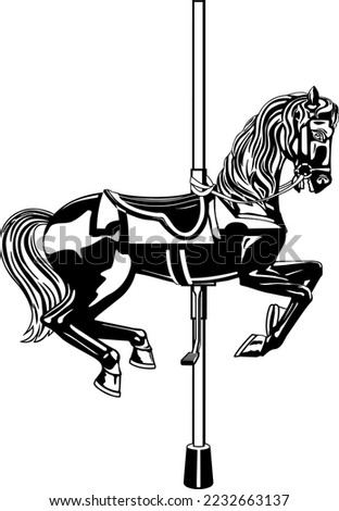 Carousel Merry Go Round Horse Vector Illustration