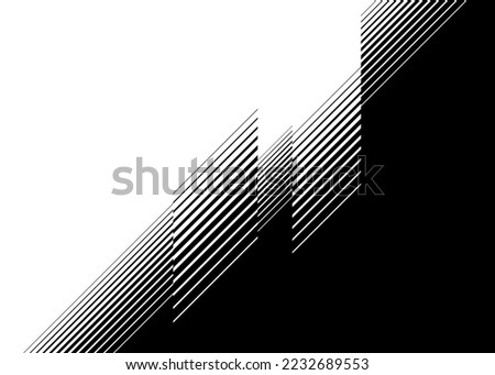 Smooth vector transition from black to white. Abstract broken stripes. For wall design, interior, polygraphy, clothing, web.Striped pattern, Trendy vector background. Royalty-Free Stock Photo #2232689553