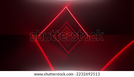 Image of flickering white QR code with red neon lines on red background. Information interface digital computer technology concept digitally generated image. Royalty-Free Stock Photo #2232692513