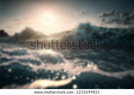 sea and sun blur image 
 background.Beautiful sea wave and sky at sunset  for copy space design assest  