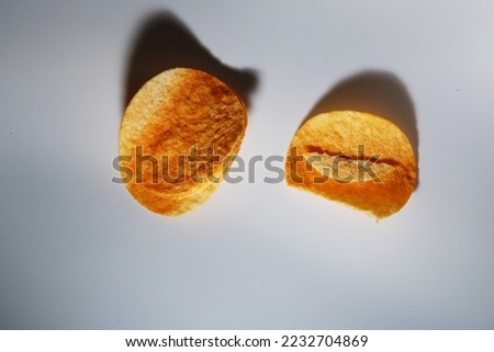 Close up shot of stack potato chips texture