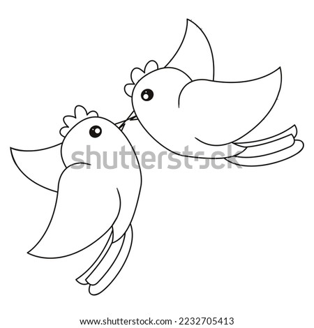 Isolated cute birds in love Floral frame Vector