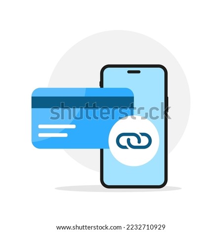 link, connect bank account, debit card to the smartphone app concept illustration flat design vector eps10. modern graphic element for landing page, empty state ui, infographic, icon Royalty-Free Stock Photo #2232710929