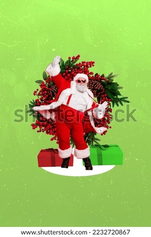 Exclusive magazine picture sketch image of funky funny grandfather dancing having fun xmas event isolated painting background