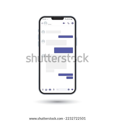 Messenger UI template, Social communication app mockup, chat application concept, vector illustration